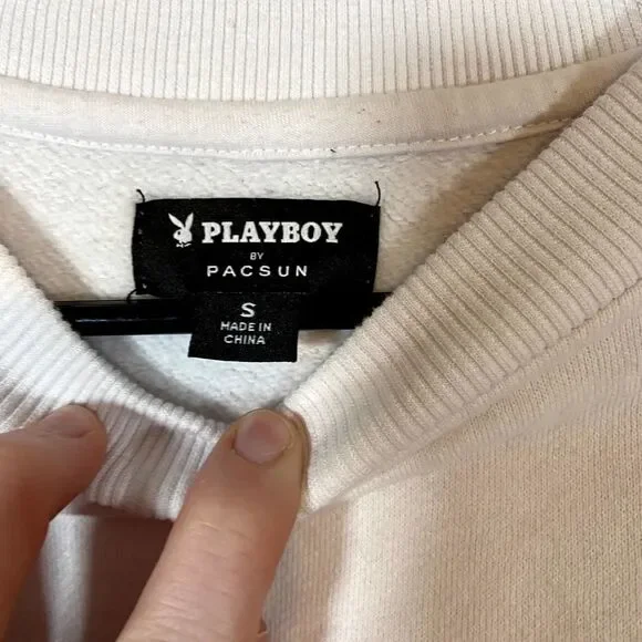 PLAYBOY White Cropped Sweatshirt - Picture 5 of 10